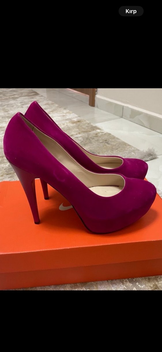 Koyu Pembe Süet Topuklu Kadın platform - Görsel 2