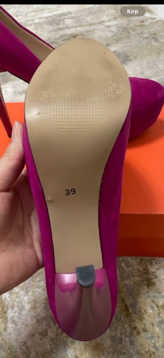 Koyu Pembe Süet Topuklu Kadın platform - Görsel 3