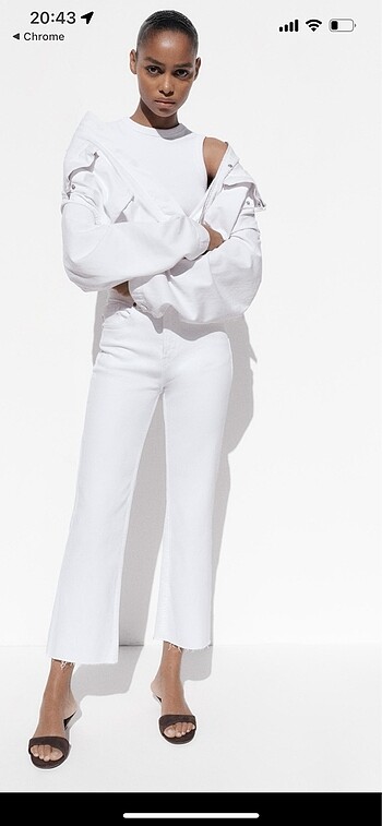 Zara crop flare beyaz jeans