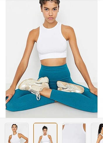 Trendyol marka fitilli tayt crop takım