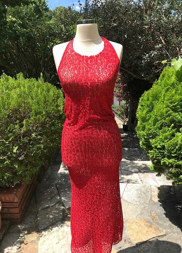 Boyundan Bağlamalı Elbise - Görsel 3