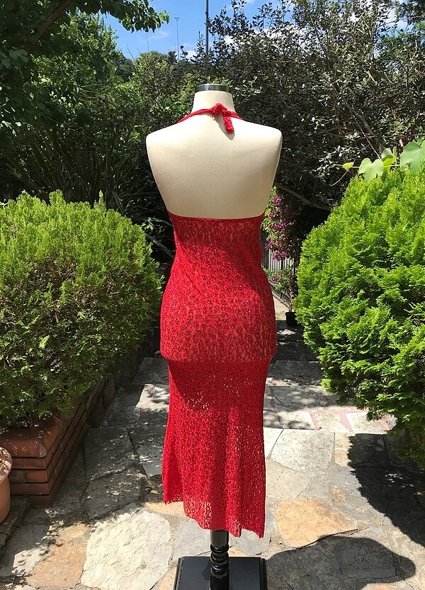 Boyundan Bağlamalı Elbise - Görsel 4