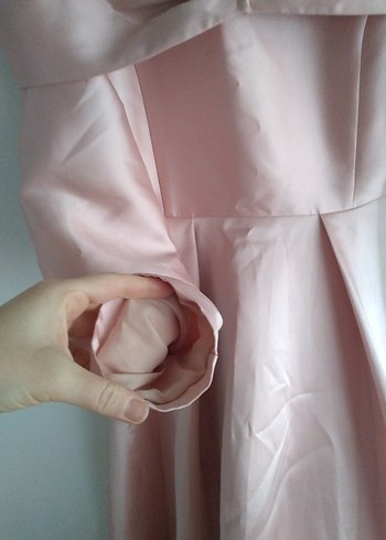 Pembe Vintage Uzun Kollu Drapeli Kadın Elbise - Görsel 3