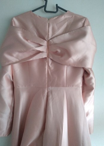 Pembe Vintage Uzun Kollu Drapeli Kadın Elbise - Görsel 4