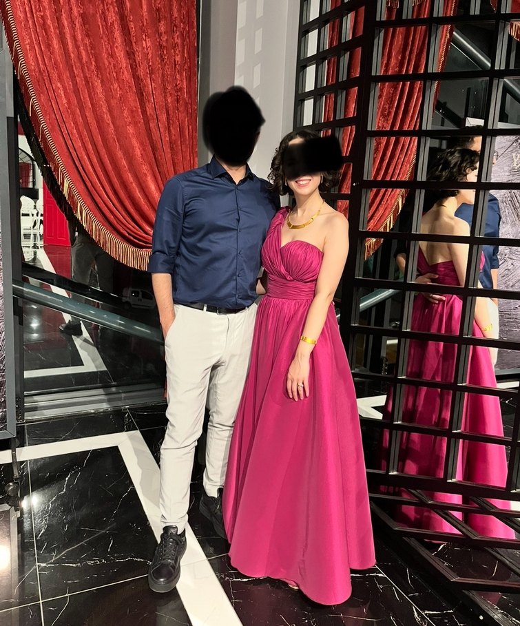 Fuşya Tek Omuz Abiye - Görsel 4