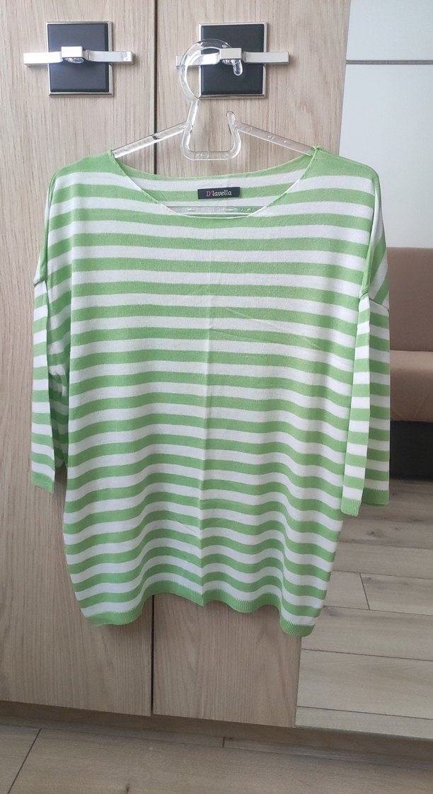 Yeşil Çizgili ince triko mevsimlik bluz - Görsel 5
