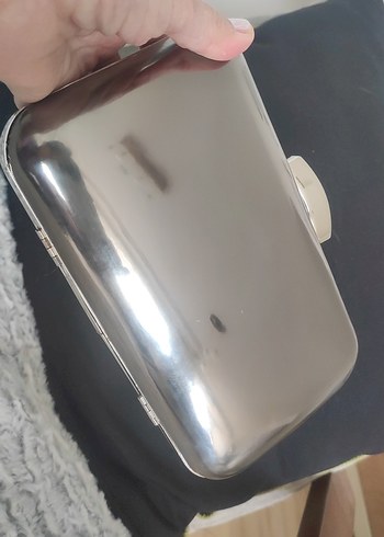 Parlak Antrasit Gri Kadın Portföy  Abiye Çanta - Görsel 2