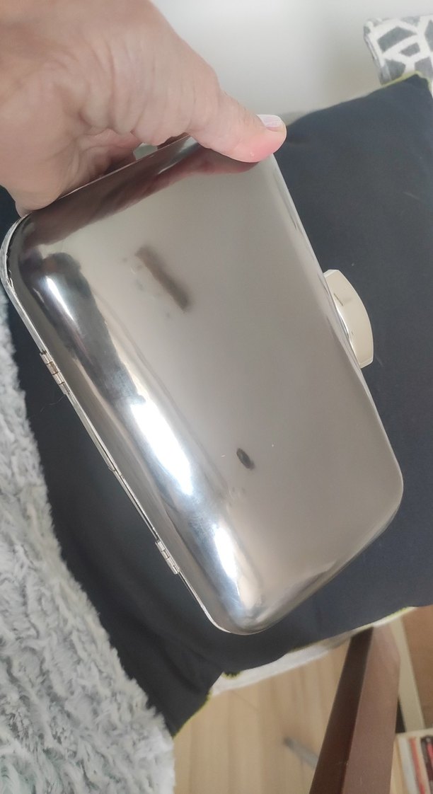 Parlak Antrasit Gri Kadın Portföy  Abiye Çanta - Görsel 2