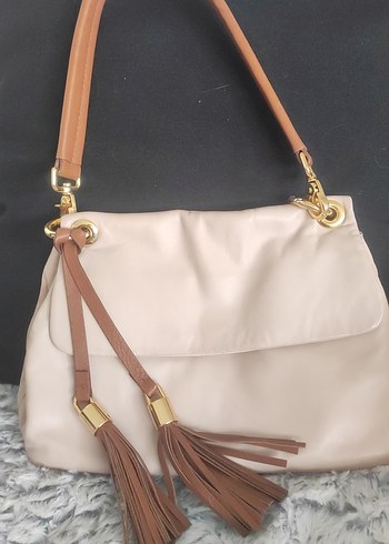 Desa Bej Deri Püsküllü Kadın Çanta - Görsel 7