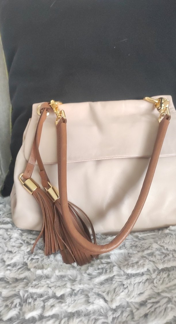 Desa Bej Deri Püsküllü Kadın Çanta - Görsel 2