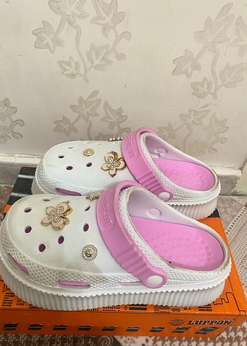 38 Beden Pembe Platform Topuklu Kadın Terlik Velcro