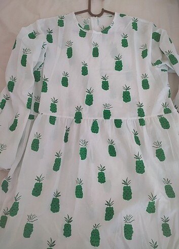 Diğer Ananas desenli beyaz elbise