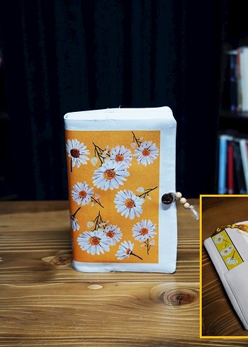 Pastel Sarı Papatya Desenli kitap kılıfı - Görsel 6