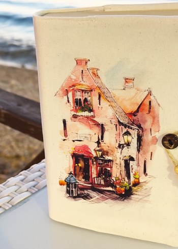 Kitap kılıfı 
Suluboya Ev Desenli kitap kılıfı