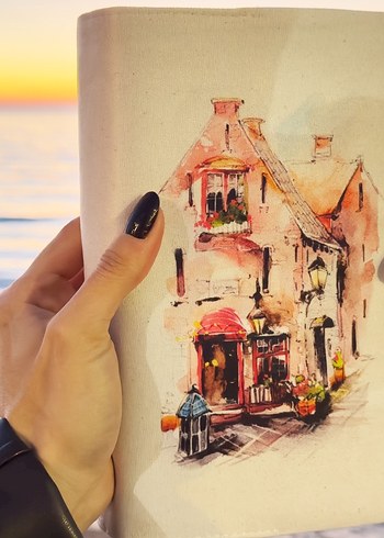 Kitap kılıfı 
Suluboya Ev Desenli kitap kılıfı - Görsel 2