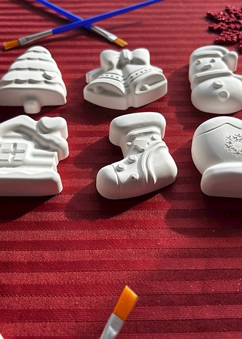 Beyaz Yılbaşı Figürleri Boyama Seti 3 set 6 figür - Görsel 2