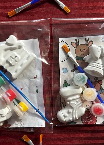 Beyaz Yılbaşı Figürleri Boyama Seti 3 set 6 figür - Görsel 5