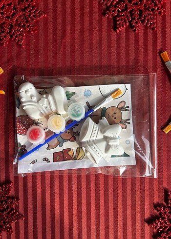 Beyaz Yılbaşı Figürleri Boyama Seti 3 set 6 figür - Görsel 6