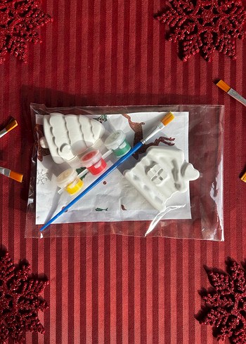 Beyaz Yılbaşı Figürleri Boyama Seti 3 set 6 figür - Görsel 7