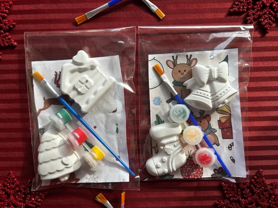 Beyaz Yılbaşı Figürleri Boyama Seti 3 set 6 figür - Görsel 5