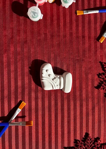 Taş boyama seti 
Beyaz Noel Temalı Boyama Seti 1 paket 2 figür - Görsel 3