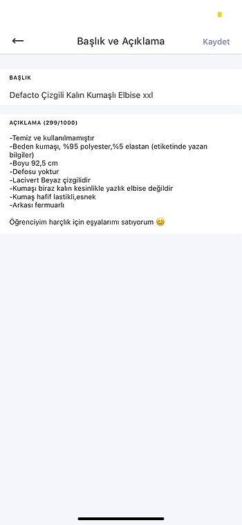 xxl Beden Lacivert çizgili kalın mini elbise defacto xxl