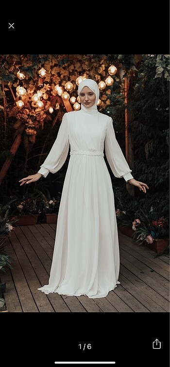Taşlı şifon tesettür nikah elbisesi abiye