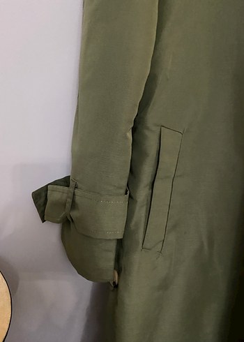 m Beden haki Renk Trendyol trençkot haki trençkot Düğmeli Haki Uzun Kadın Trençkot