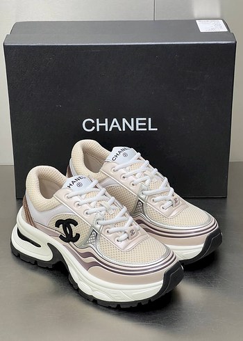 Chanel Beyaz Platform Topuklu Spor Ayakkabı