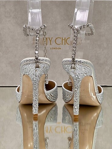37 Beden gri Renk Jimmy choo parıltılı taşlı topuklu ayakkabı