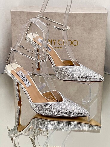 Jimmy choo parıltılı taşlı topuklu ayakkabı