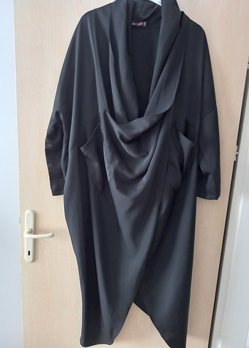 Uzun Siyah capraz tunik saten