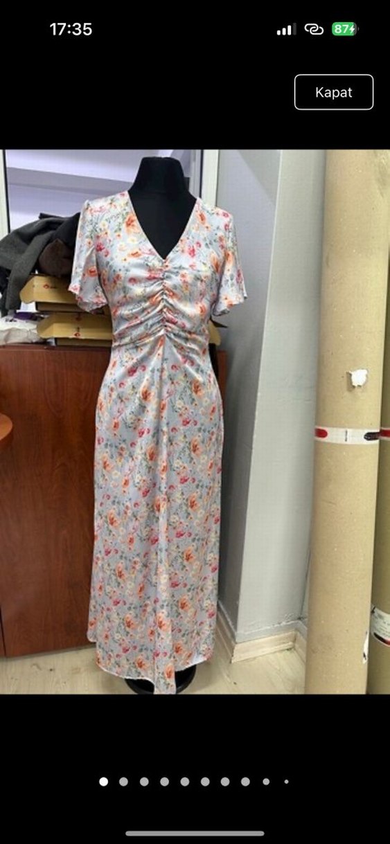 Gri Bağlama Desenli Uzun Hamile Geceliği - Görsel 2