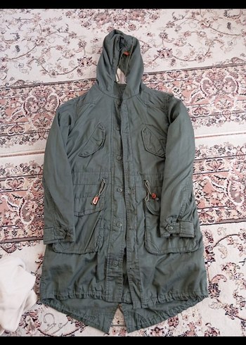 Haki Kamuflaj Uzun Kemerli Parka - Görsel 5