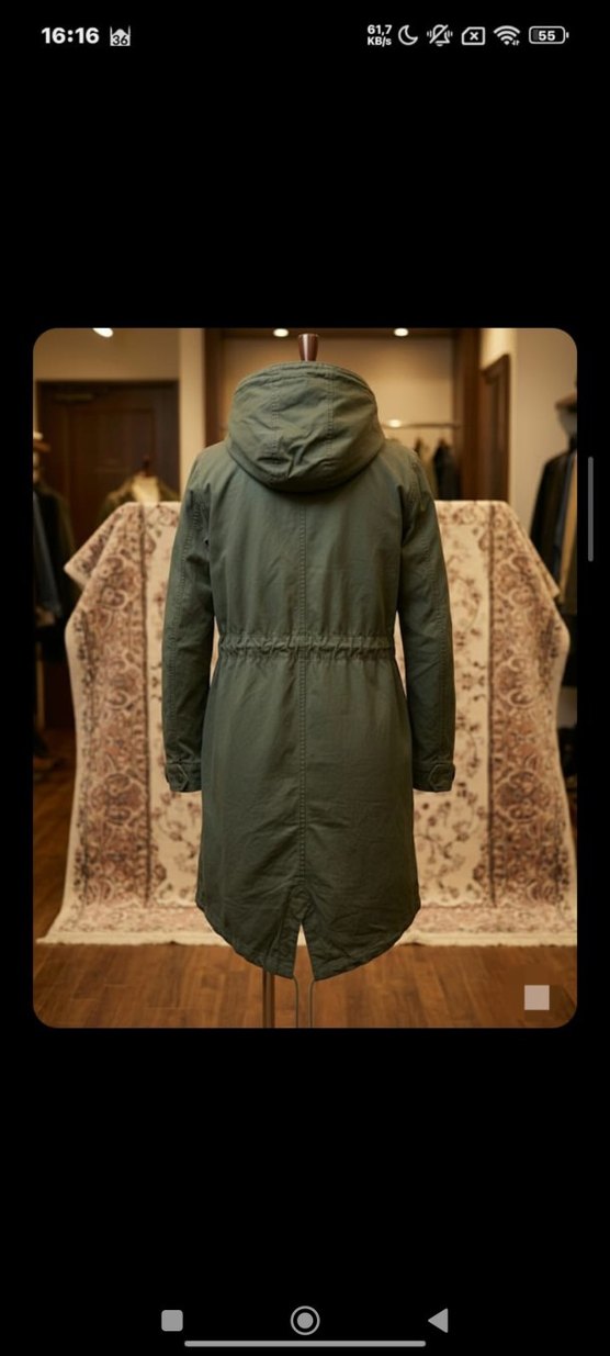 Haki Kamuflaj Uzun Kemerli Parka - Görsel 4