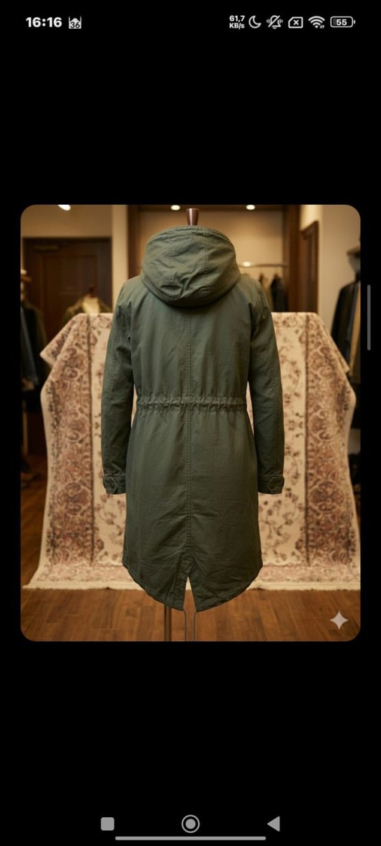 Haki Kamuflaj Uzun Kemerli Parka - Görsel 2