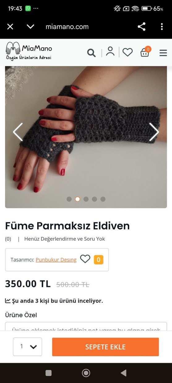 Bohem Tarz Gri Bej Örgü Eldiven - Görsel 4