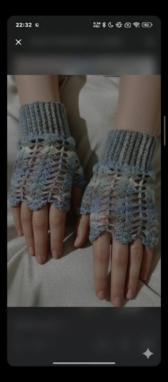 Bohem Tarz Gri Bej Örgü Eldiven - Görsel 3