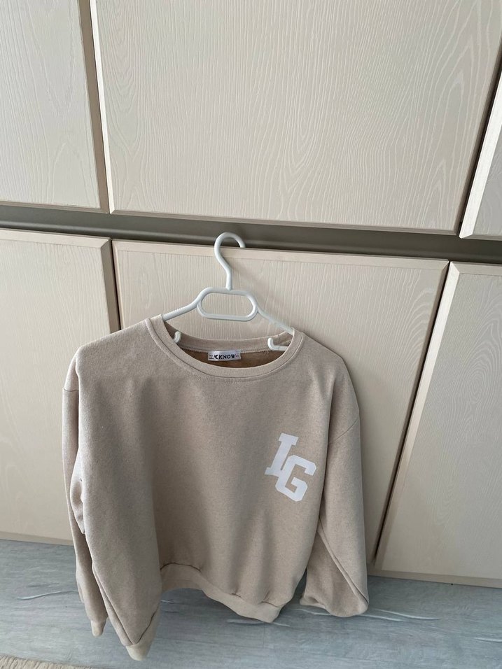 Bej Rahat Kesim Kadın Sweatshirt - Görsel 2