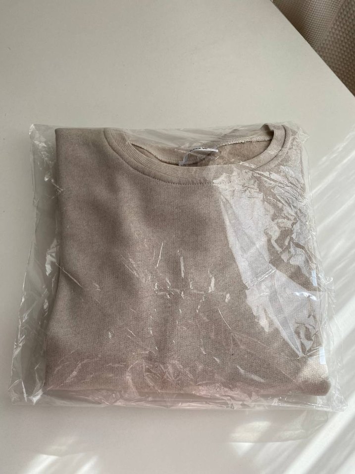 Bej Rahat Kesim Kadın Sweatshirt - Görsel 4