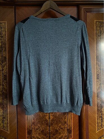 H&M H&M Dantel Detaylı Gri Triko Hırka (L Beden)