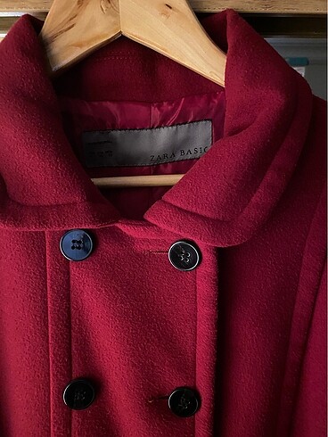 xl Beden bordo Renk Zara Bordo (Vişne) Kaşe Kaban (XL - 42 Beden)