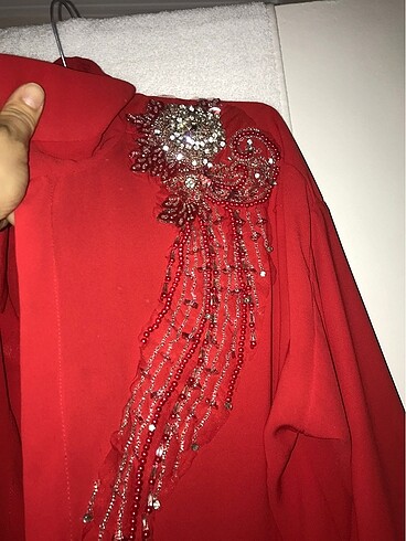 xl Beden kırmızı Renk Taşlı Bluz