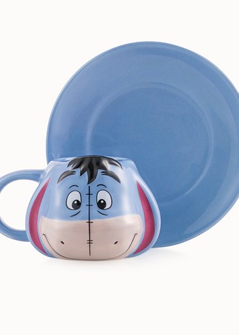  Beden mavi Renk Winnie the pooh eeyore Figürlü Fincan ve Tabak