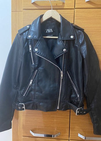Zara ZARA Siyah Deri Biker Ceket Kadın