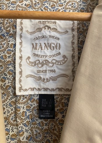 s Beden MANGO Bej Kadın Trençkot, Düğmeli, Pamuk