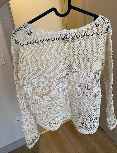xs Beden beyaz Renk H&M dantelli bluz