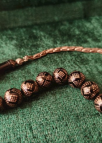 Erkek Vintage Altın Renk Tesbih Seti - Görsel 12