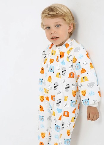 Leopar Desenli Beyaz Çocuk Polar Uyku Tulumu - Görsel 3