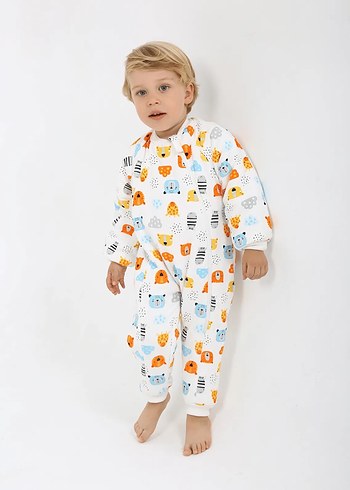 Leopar Desenli Beyaz Çocuk Polar Uyku Tulumu - Görsel 4